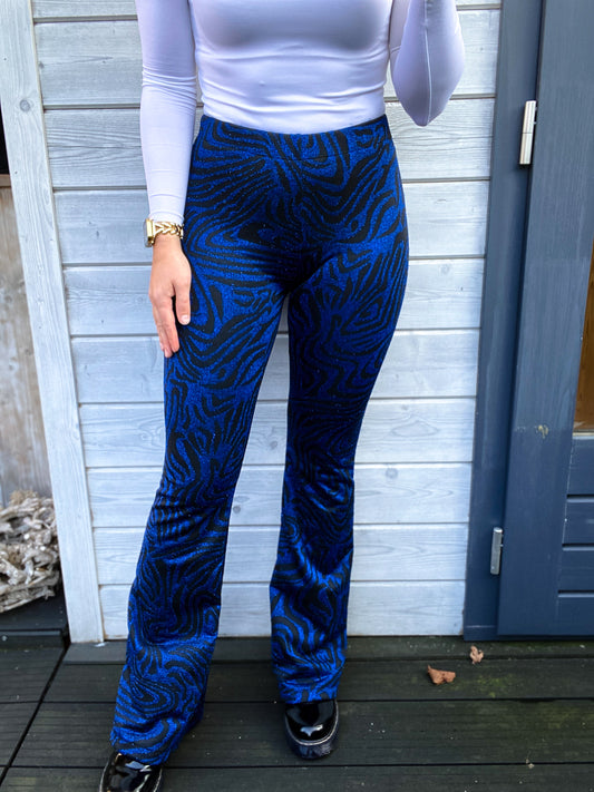 Flairbroek Zebra Glitter Blauw