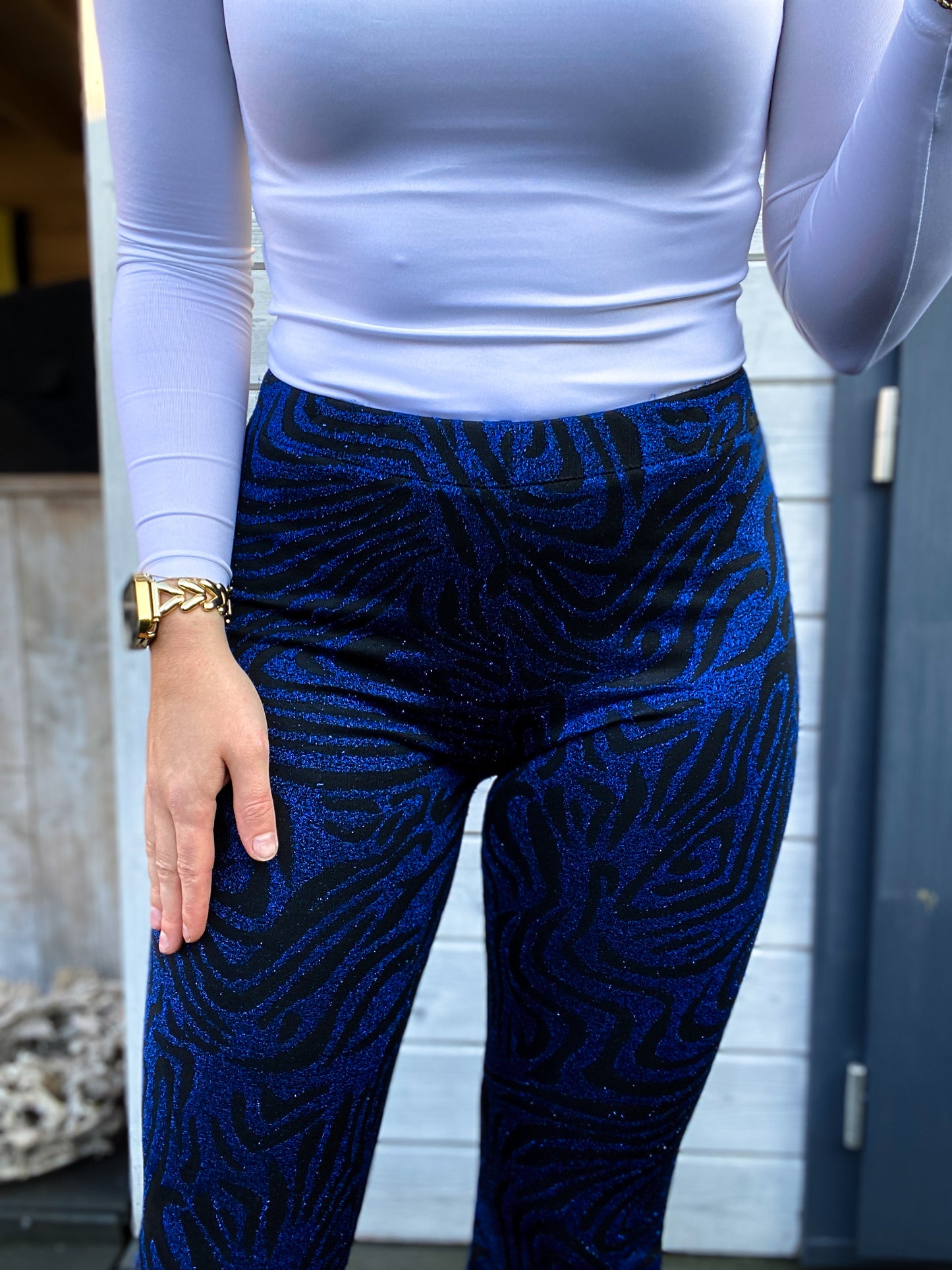 Flairbroek Zebra Glitter Blauw