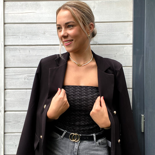 Tube Top Ruit Zwart