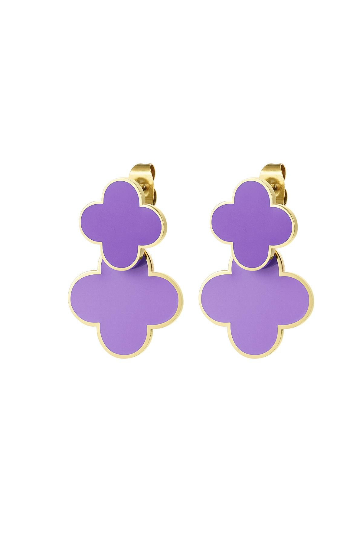 Earrings Clover Purple